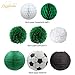 NICROLANDEE Soccer Party Decorations Package Goal Party Banner Hanging Paper Lantern Tissue Flowers Pom Poms Honeycomb Ball for World Cup Soccer Sports Themed Birthday Party Decor Kit