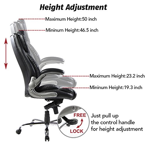 VIVA OFFICE Bonded Leather Executive Chair High Back with Flip-Up Arms - Thumbnail 4