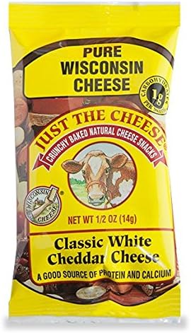 Just the Cheese Minis, Crunchy Baked Protein Chip Like Snack, Low Carb Gluten Free With 100% Natural Cheese (16 pack, White Cheddar)