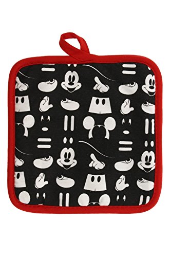 Disney Puppet Oven Mitt & Potholder w/Neoprene for Easy Gripping, Heat Resistant up to 500 degrees F, Mickey Mouse Icon, Black