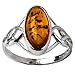 Baltic Light Honey Amber Sterling Silver Celtic Ring Cabochon Size 6x12mm (Size 8)