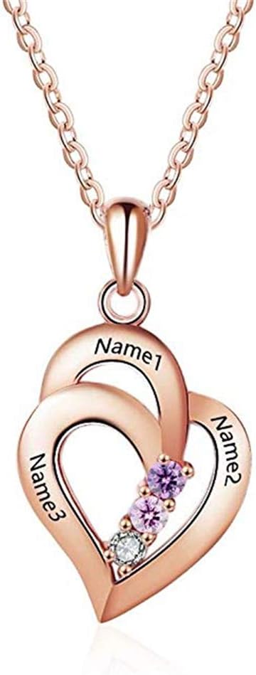 Yanday Customized 3 Names with Birth Stone Necklace Personalized Necklace mom Gift