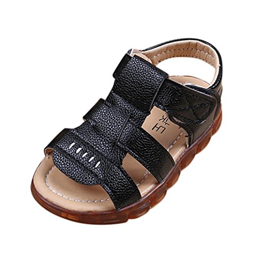 Sunbona Toddler Baby Girls LED Light-Up Beach Sandals Soft Sole Anti-Slip Casual Summer Luminous Casual Sneaker Shoes (4.5M US Toddler, Black)