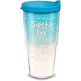 Tervis Florida - Siesta Key Made in USA Double Walled Insulated Tumbler Travel Cup Keeps Drinks Cold & Hot, 24oz, Tropical