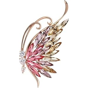Crystal Butterfly Wing Brooch Pin for Women Shiny Colorful Butterfly Lapel Pins Elegant Insect Dress Corsage Bouquet Brooches