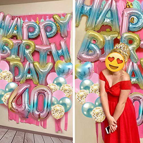 40th-Birthday-Decoration-Party-Supplies-Number-1-Balloon-Happy-Birthday-Banner-20-Paper-Tassels-6-Confetti-Balloons-2-Heart-Balloons-6-Latex-Balloons-Rainbow-Balloon-Gradient-Balloon