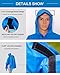Hiking Rain Poncho 3-in-1 Comvenient Packable and Waterproof Rain Jacket For Camping Blue