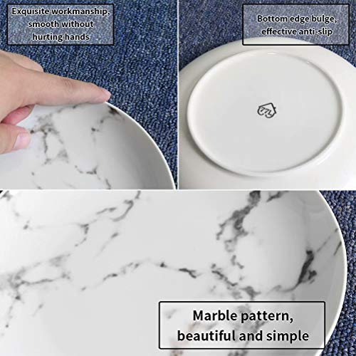 77L Porcelain Dinner Plate, (Set of 4) White Dinner Plate Set - Ceramic Round Salad/Appetizer Plates for Home and Kitchen, Dinner Dishes for Cheese, Dessert, Pasta and More (Diameter 8.23 Inches) - Thumbnail 5