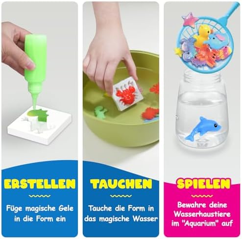 Magic Water Elf, Magisches Wasser Gel Spielzeug mit 10 Magischem Gel und 8 Formen, Bastelset Kinder Basteln Mädchen 4-6 Jahre, Kreatives Wasserperlen Wasserspielzeug Geschenk Mädchen Jungen 7-10 Jahre