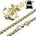 Sobly Jewelry Men's Stainless Steel Gold Anchor Nautical Steering Wheel Jesus Cross Pendant Necklace -with 23 inch Chain