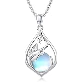 CUOKA MIRACLE Leaf Moonstone Necklace S925 Sterling Silver Leaf Moonstone Necklaces For Women Moonstone‘s Jewelry For Women
