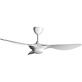 reiga 52 Inch Smart White Ceiling Fan with Light and Remote, ETL Listed Quiet DC Motor 3 Blade Indoor Outdoor Ceiling Fans fo