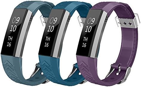 ArrKn 3 Pack Free Size Silicon Replacement Wristbands for Fitbit Alta Accessories (stale/navy/purple)