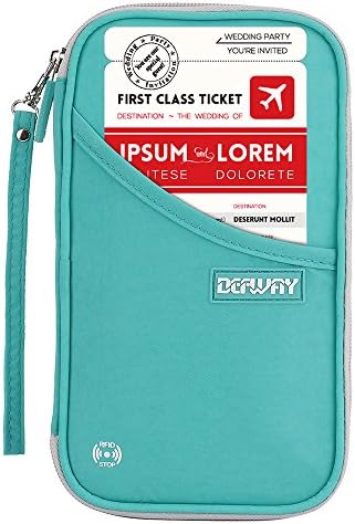 Travel Wallet RFID Blocking Document Organizer Bag, Family Passport Holder (Green Handbag)