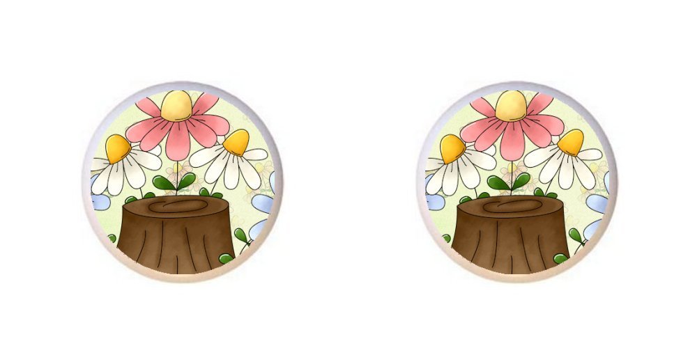 Amazon Com Set Of 2 Knobs Design 004 Tree Stump And White And