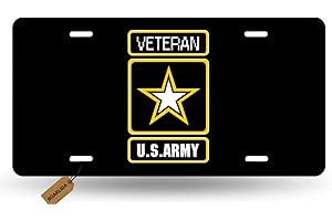 BOARLIDA Veteran Army Decorative License Plate Durable Star Army Aluminum Car License Plate Covers for Women Girls Men Boys 12 X 6 Inch