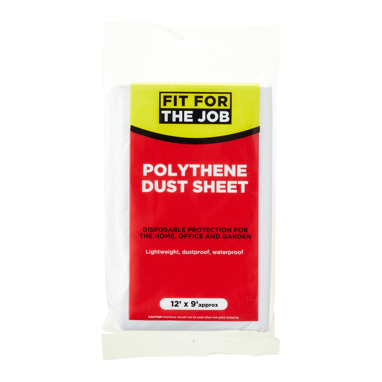 Fit For The Job 12ft x 9ft (3.6m x 2.7m) Polythene Dust Sheet Drop Cloth, Dustproof & Waterproof Ideal for Covering & Protecting Floors & Furniture from Spills & Splashes When Painting & Decorating