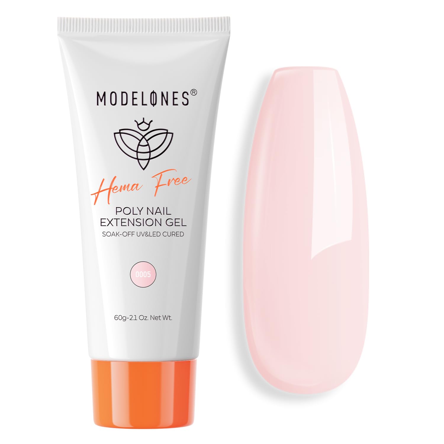 Modelones Poly Nail Gel, Hema-Free 60ML Barely Pink Poly Extension Gel Nail Strengthener Enhancement Thickening Natural Wearing Nail Builder Overlays Gel Nail Art Home DIY Salon