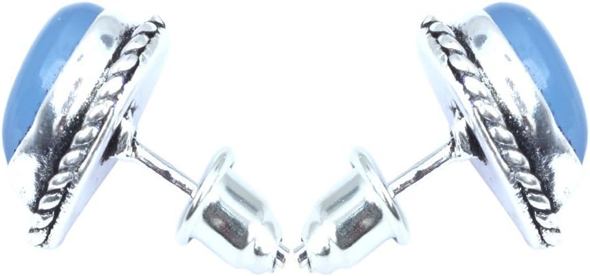 Navi Blue Agate Studs Earring Silver plating best on today jewellery for gift, fit every cloths, drop earring