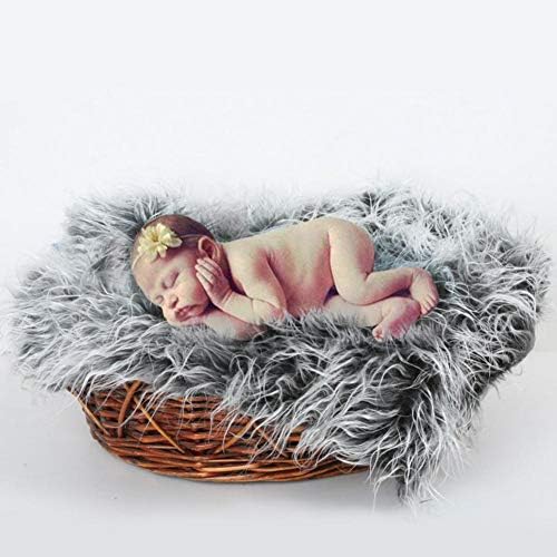PER Baby Fluffy Blankets Soft Photographic Mat Newborn Infant Photography Wrap Props-Drak Gray