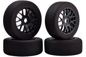 Shaluoman RC Wheels and Tires, 4Pcs 1/8 Off-Road EVA Foam Tires 17mm Hex Hubs Wheels Rim for Kyosho HSP HPI RC Racing Toy Car Trucks Crawlers, 1/8 RC Car Parts and Accessories