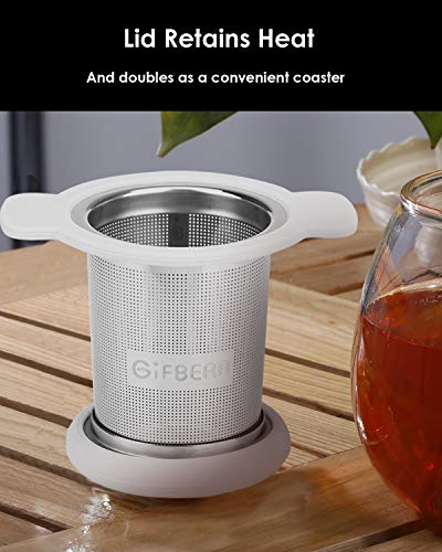 Gifbera 2 Pack Large Tea Infuser Set - Stainless Steel Extra Fine Mesh Tea Strainer Filter with Scoop & Double Handles - Fits Standard Cups Mugs Teapots