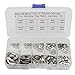 KAZETEC 200 Pcs 304 Stainless Steel Opening Snap Ring, E-Clip External Retaining Circlip Assortment Kit