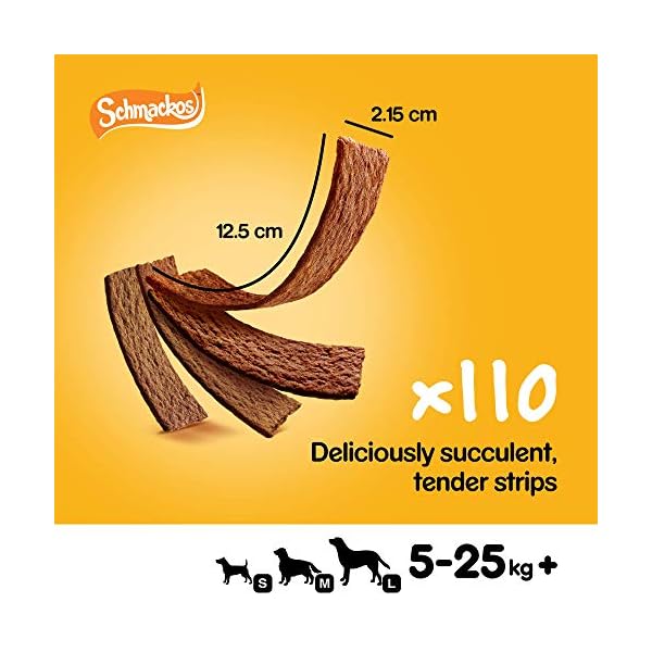 Pedigree Schmackos Mega Pack - Dog treat multipack with beef, lamb and poultry flavours, 5 x (22 Pc / 158 g) = 790 g