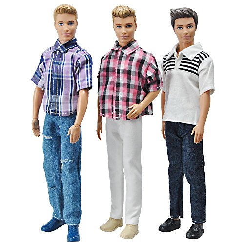 E-TING 3 Sets Casual Wear Plaid Doll Clothes Jacket Pants Outfits for boy Dolls Gift