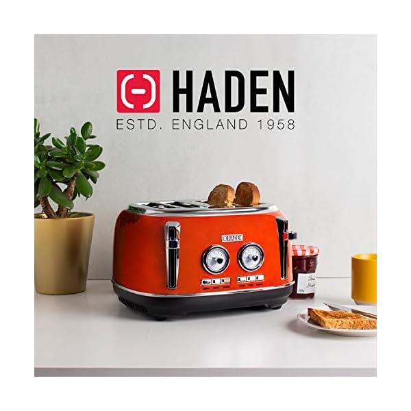 Haden-Jersey-Toaster--Electric-Stainless-Steel-Toaster-Four-Slice-Marmalade-CE45-NOT-RED Haden Jersey 4 Slice Orange Toaster – Electric Stainless-Steel Retro Toaster - Variable Browning Control - Reheat and…