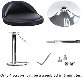 KKTONER PU Leather Round Bar Stool with Back Rest Height Adjustable Swivel Black view 8