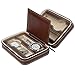 EleLight Watch Travel Case Portable Leather Zippered Watch Storage Box Display Organizer Case, Best Gift for Men, Women (4 Slot, Brown)