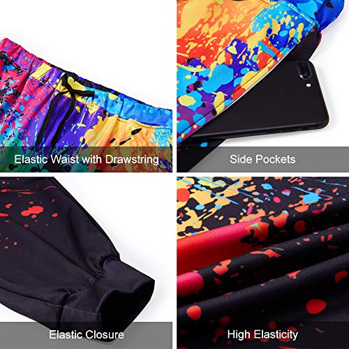 Belovecol Colorful Graphic Jogger Pants for Mens Womens 3D Printed Active Baggy Sweatpants Casual Drawstring Novelty Track Trousers M