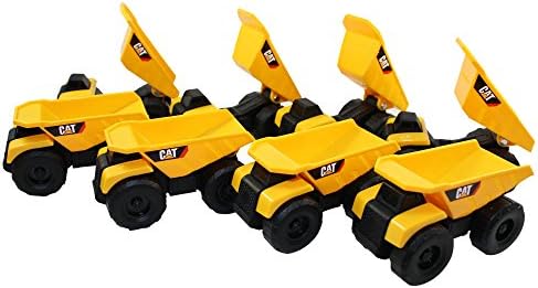 CAT Mini Machine Caterpillar Construction Toy Bundle Set of 8 Dump Trucks individually Packaged Free-Wheeling Vehicles Great As Cake Toppers or Party Favors for Kids