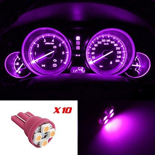 Partsam T10 194 LED Light Bulb Instrument Panel Gauge Cluster Dashboard LED Lights-10Pcs Purple Pink