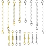 Paxcoo 16Pcs Magnetic Clasps and Chain Extender Set Necklace Extenders Magnetic Closures for Necklace Bracelet Jewelry Making Supplies