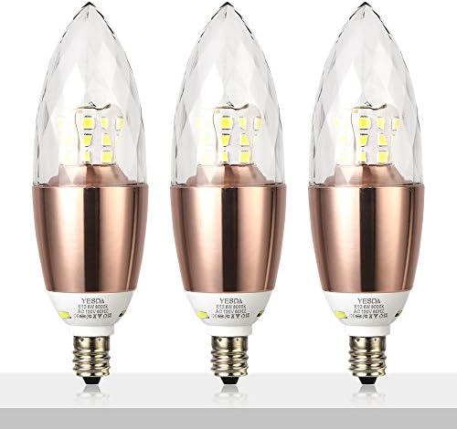 3 Pack E12 Base LED Light Bulbs, Candelabra LED Bulbs 6W, Incandescent 60W Bulb Equivalent, Daylight White 6000K,Non…