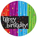 Creative Converting Milestone Celebrations Round Dessert Plates, 8-Count, Happy Birthday