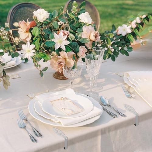 pclapora 10 x Stainless Steel Tablecloth Clips, Flexible and Movable Tablecloth Clips, for Office Thickness within 4 cm, for Indoor and Outdoor Use