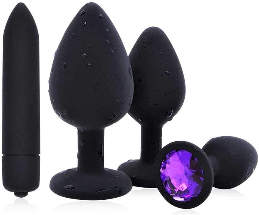 Sensuality Anales Toys for Women and Men 4Pcs Beginner Plug Set Toy Training Kit Novelty Anales Trainer with T-bar Base Pink by Teanmy (Black5)
