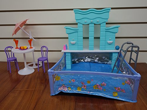 Barbie Size Dollhouse Furniture- Water Fountain & Swimming Pool Play Set