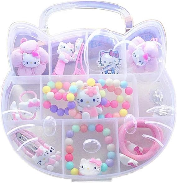 Yefashion Jewelry Set for Kid Hello Kitty Minnie Mouse Girl Ear Clip Hair Clip Necklace Dress-up Costume (K3)