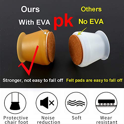 Stuhl Fußabdeckung-24 Stück Möbel Stuhl Beine Kappen, Silikon Stuhl Beine Schutz rutschfeste runde Beine Schutz Bodenbelag, verhindert Kratzer und Geräusche (Brown-24)