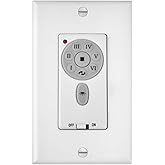 Hinkley Ceiling Fan Wall Control, 6-Speed DC Motor Compatible, Controls Fan Speed, Reverse, and Power, White Finish
