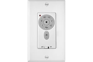 Hinkley Ceiling Fan Wall Control - 6-Speed DC Motor Compatible, Controls Fan Speed, Reverse, and Power - White Finish