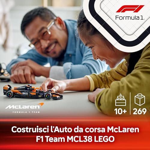 Speed Champions Auto da Corsa McLaren F1 Team MCL38 Macchina Giocattolo da Collezione con Minifigure del Pilota, Modello per Bambini e Bambine da 10 Anni o per Adulti Fan della Formula 1 77251