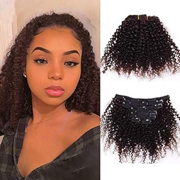 Amazon Com Super Thick Long For Full Head Clip In Afro Kinky
