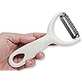 WitnyStore Kitchen Tool 5⅞" Long White Plastic Handle Stainless Steel Wavy Peeler Grater Shredder - Thai Cooking Utensils Multipurpose Portable Hand-Held Cookery Equipments for Food Fruit Vegetable