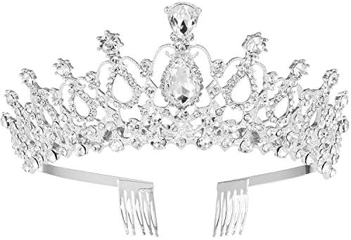 Crown Tiaras Comb Rhinestone Wedding Crown for Bridal for Girl Women Decoration on Birthday Party Prom Silver