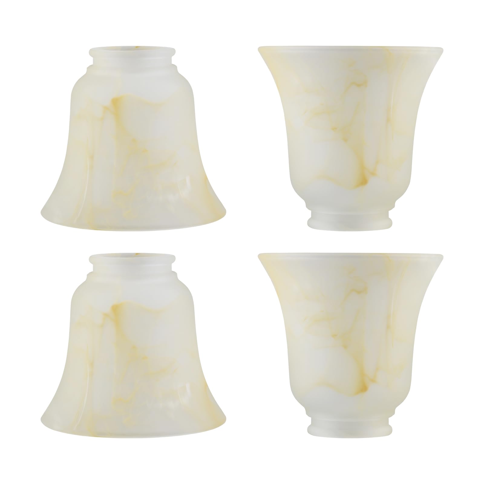 Photo 1 of 4 Pack Ceiling Fan Light Covers, Yellow Alabaster Transitional Style Replacement Bell Shaped Glass Shade Ceiling Fan Replacement Globes,2-1/8" Fitter Size, 4-5/7" high x 4-5/7" diameter